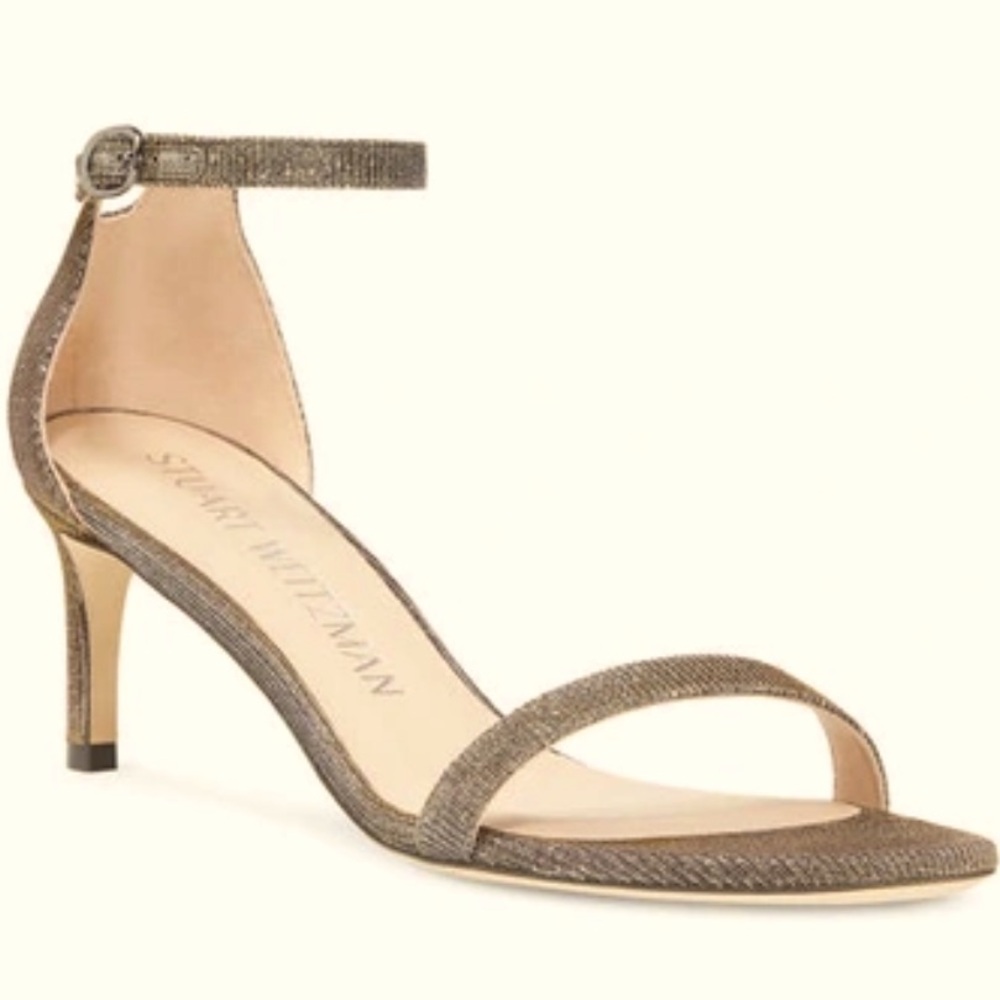 🌹STUART WEITZMAN🌹Nunaked Straight Sandal In Pyrite Size: 4.5B
